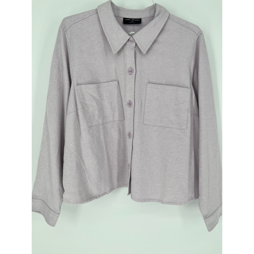 LANE BRYANT Shacket Button Down Shirt Womens 22/24 Pink Cropped NWT